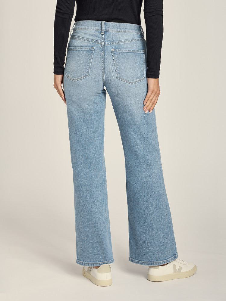 Women wearing Light Blue High Rise Wide Leg Hubert