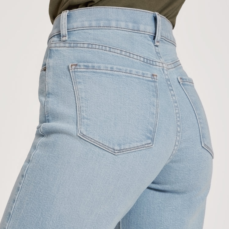 Women wearing Washed Out Blue High Rise Wide Leg Hubert
