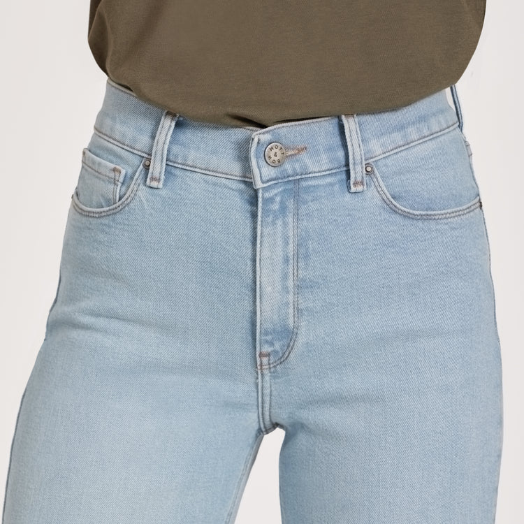 Women wearing Washed Out Blue High Rise Wide Leg Hubert