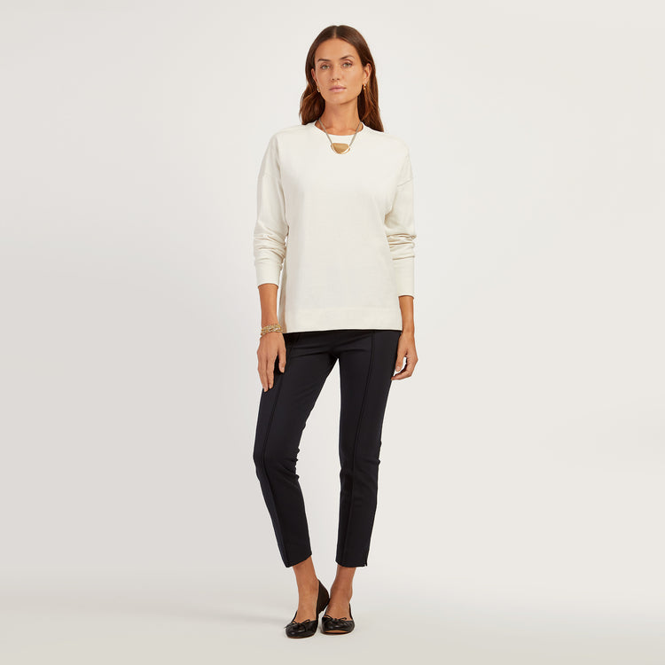 Women wearing Vintage White Cotton Jersey Oversized Long Sleeve Tee