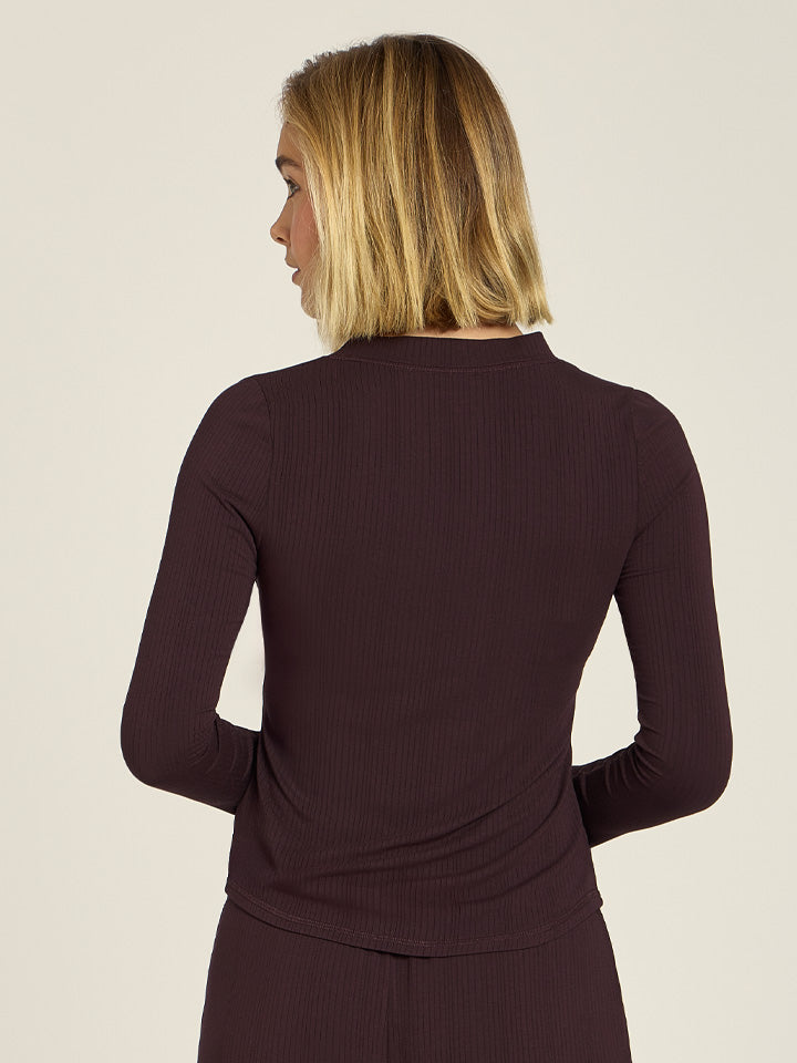Women wearing Espresso Lounge Long Sleeve Henley