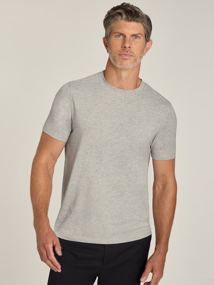 Men wearing Heather Gray Luxe Stretch Tee