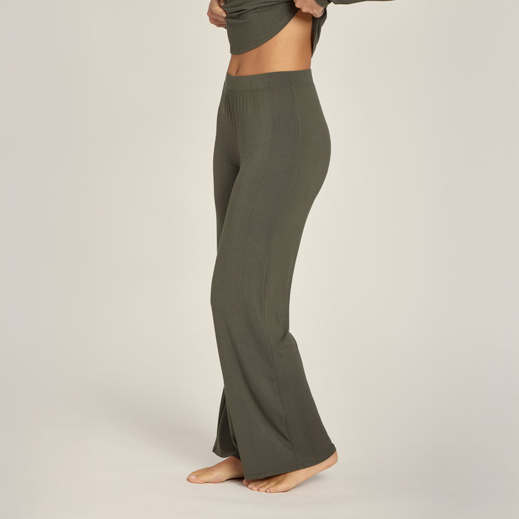 Women wearing Evergreen Lounge Wide Leg Pants