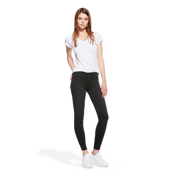 Women wearing Dark Gray Mid Rise Skinny Orchard Jeans