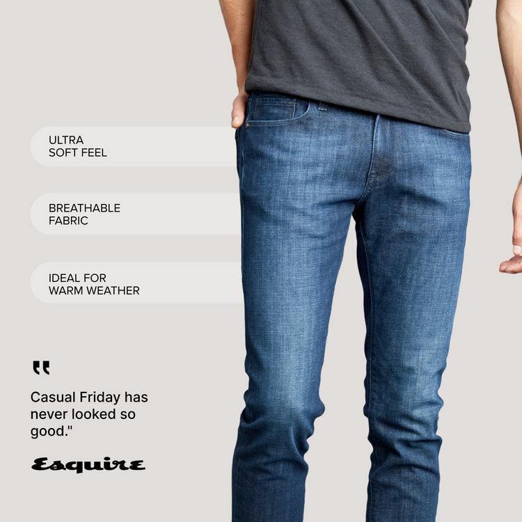 Men wearing Medium Blue Slim Mosco Jeans