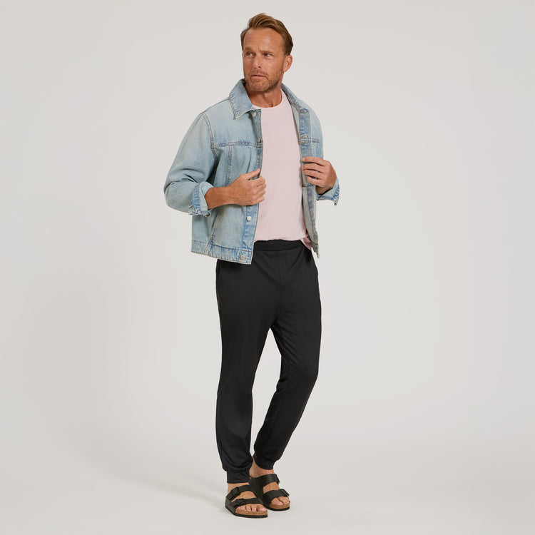 Men wearing Black Performance Stretch Jogger