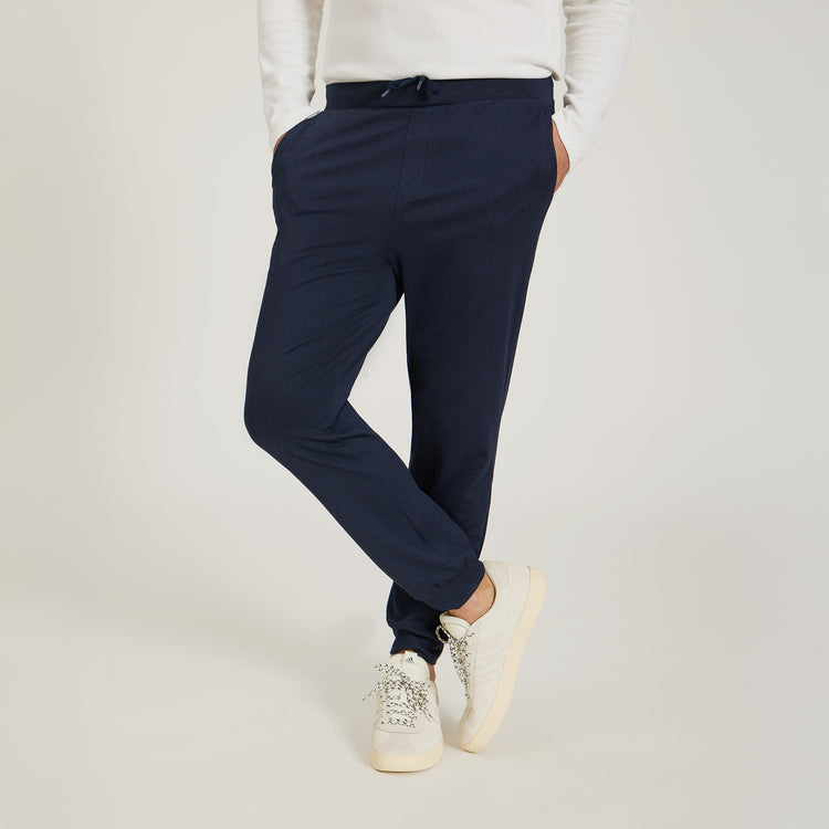 Men wearing Navy Heather Performance Stretch Jogger