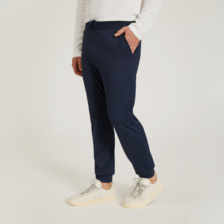 Men wearing Navy Heather Performance Stretch Jogger