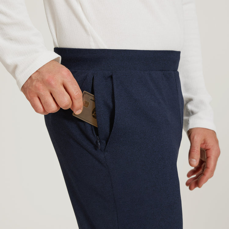 Men wearing Navy Heather Performance Stretch Jogger