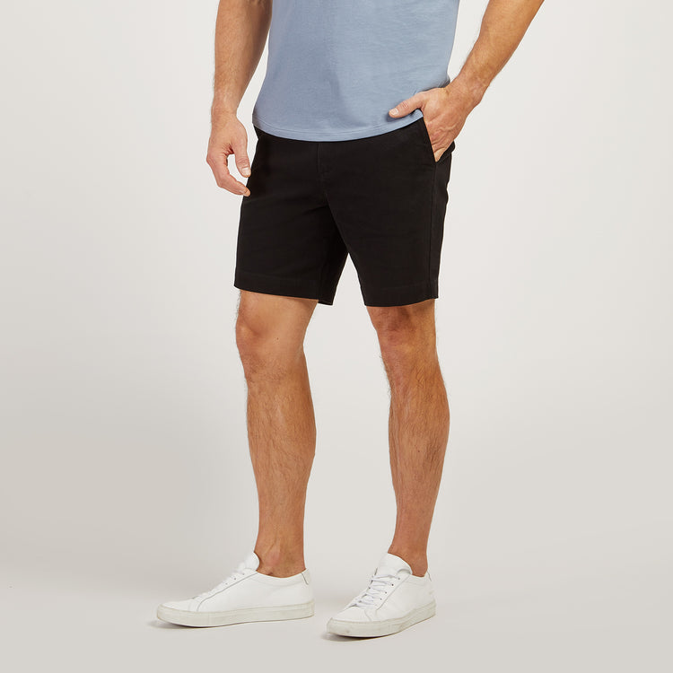 Men wearing Black Stretch Chino Short