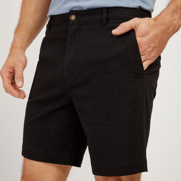 Men wearing Black Stretch Chino Short