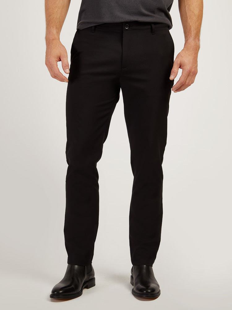 Men wearing Black Slim Tech Pants