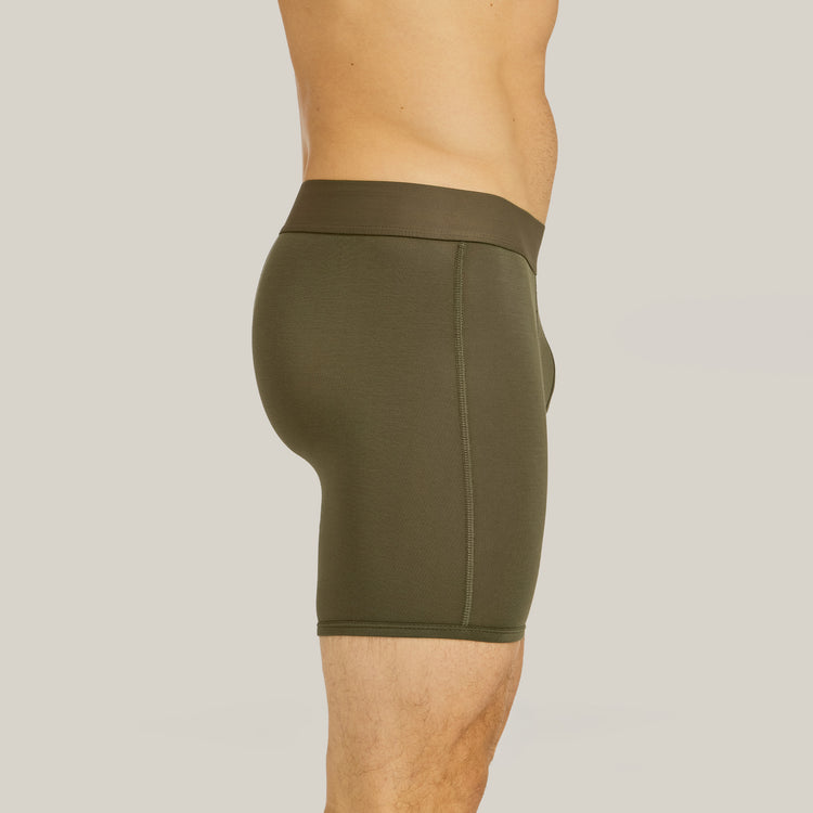 Men wearing Dark Moss Second Skin Boxer Brief