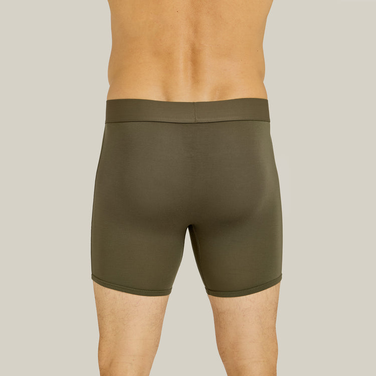 Men wearing Dark Moss Second Skin Boxer Brief