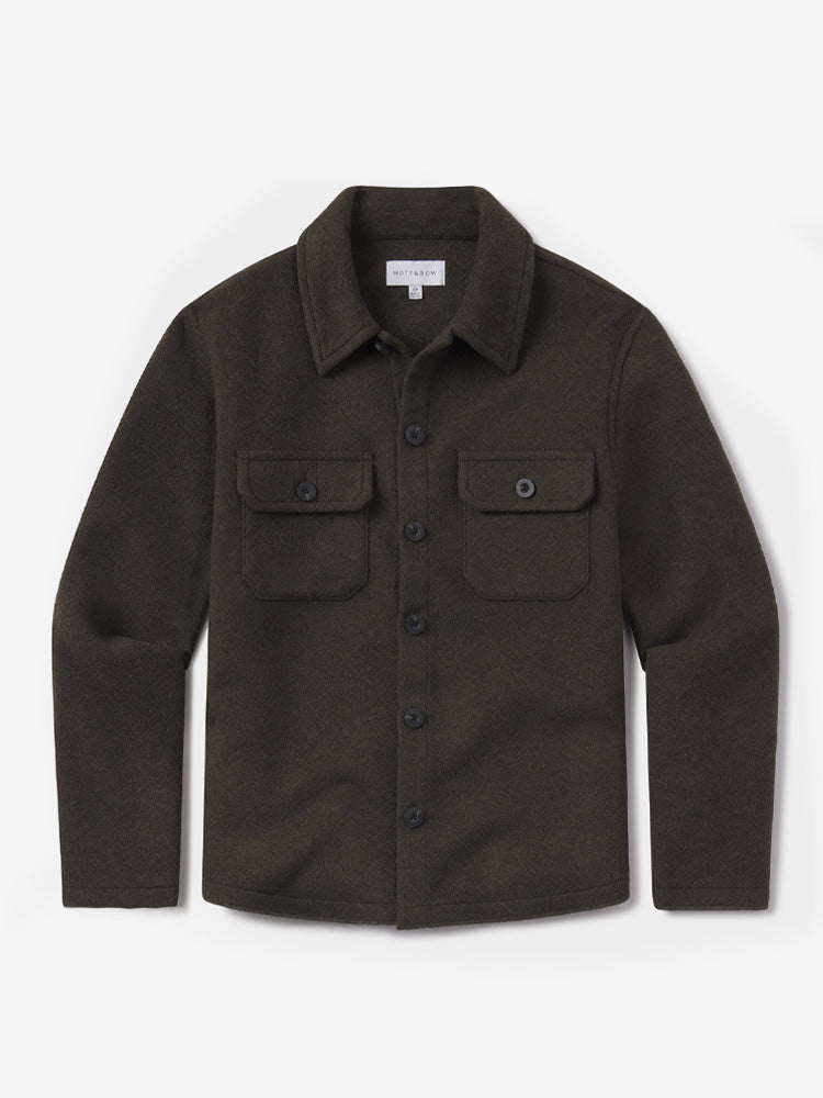 Men wearing Dark Olive Oversized Wool Shirt Jacket