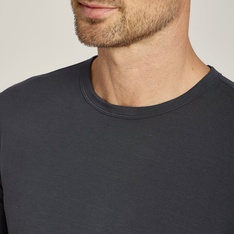 Men wearing Dark Gray Pajama Long Sleeve Crew Neck
