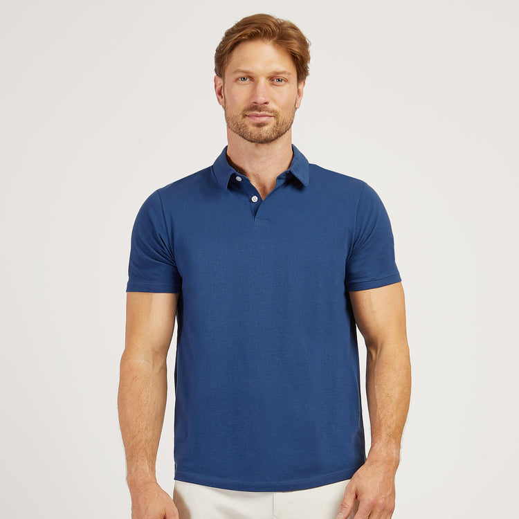 Men wearing Baltic Blue Jersey Sueded Polo