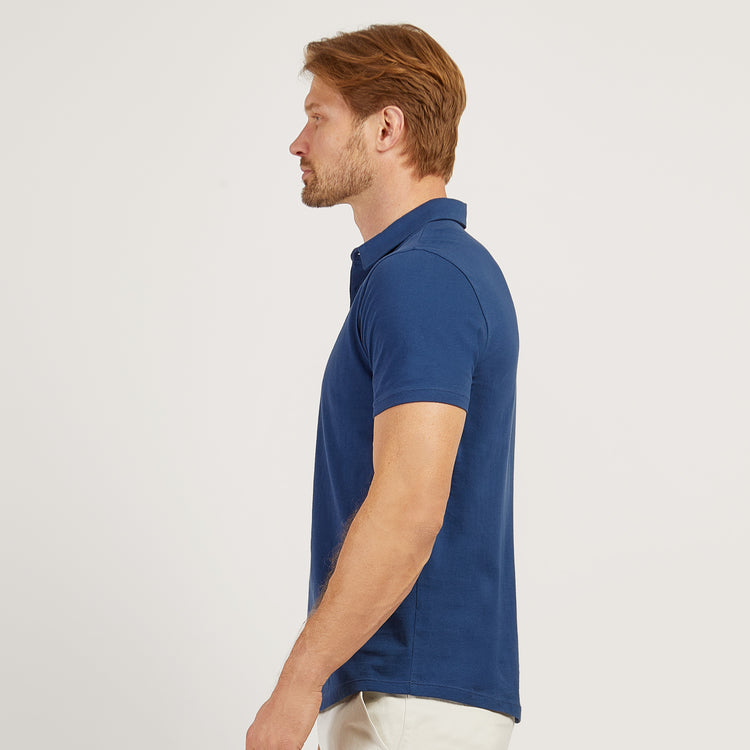 Men wearing Baltic Blue Jersey Sueded Polo