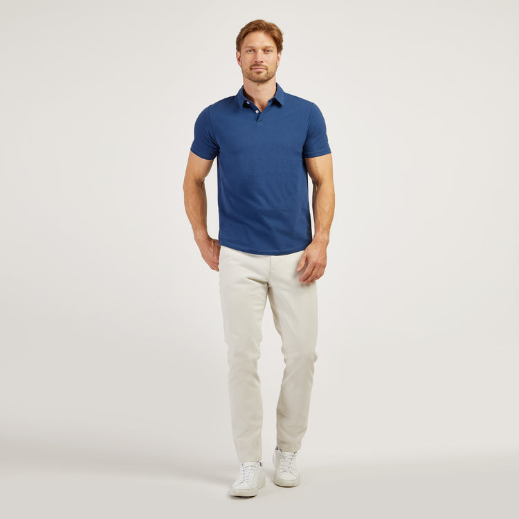 Men wearing Baltic Blue Jersey Sueded Polo