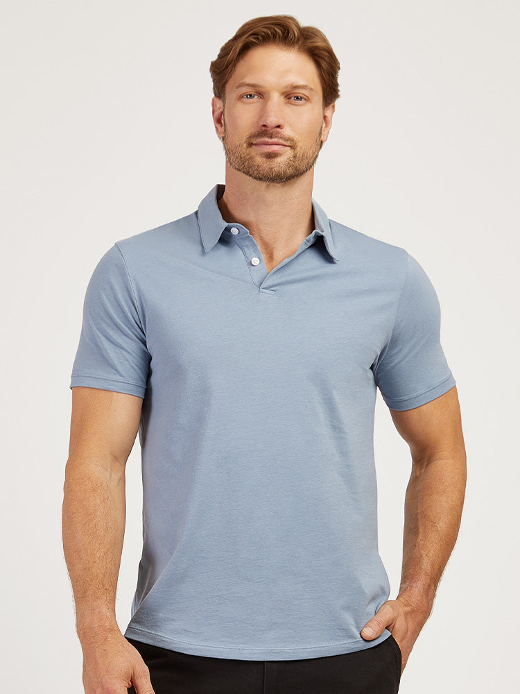Men wearing California Blue Jersey Sueded Polo