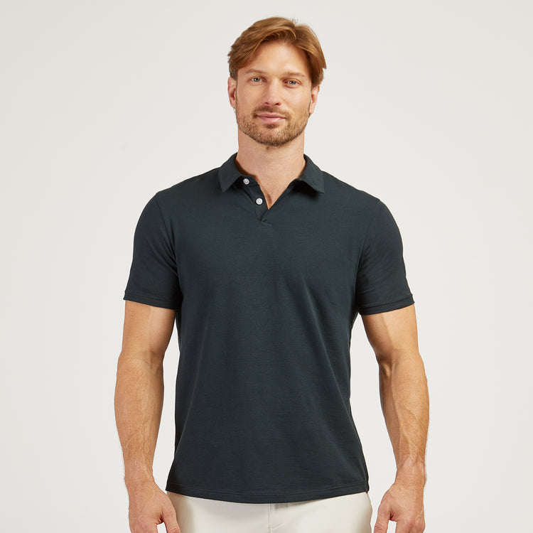 Men wearing Pine Jersey Sueded Polo