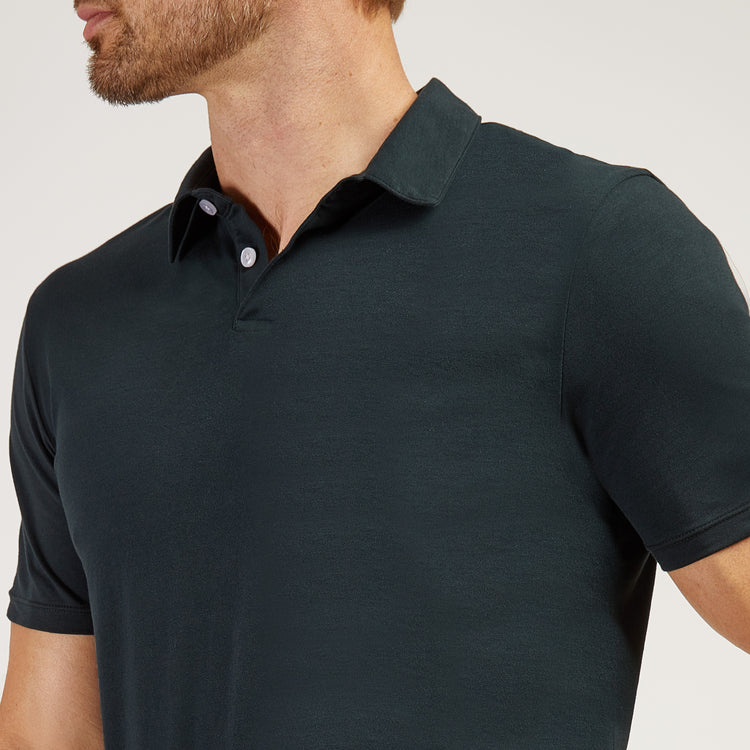 Men wearing Pine Jersey Sueded Polo