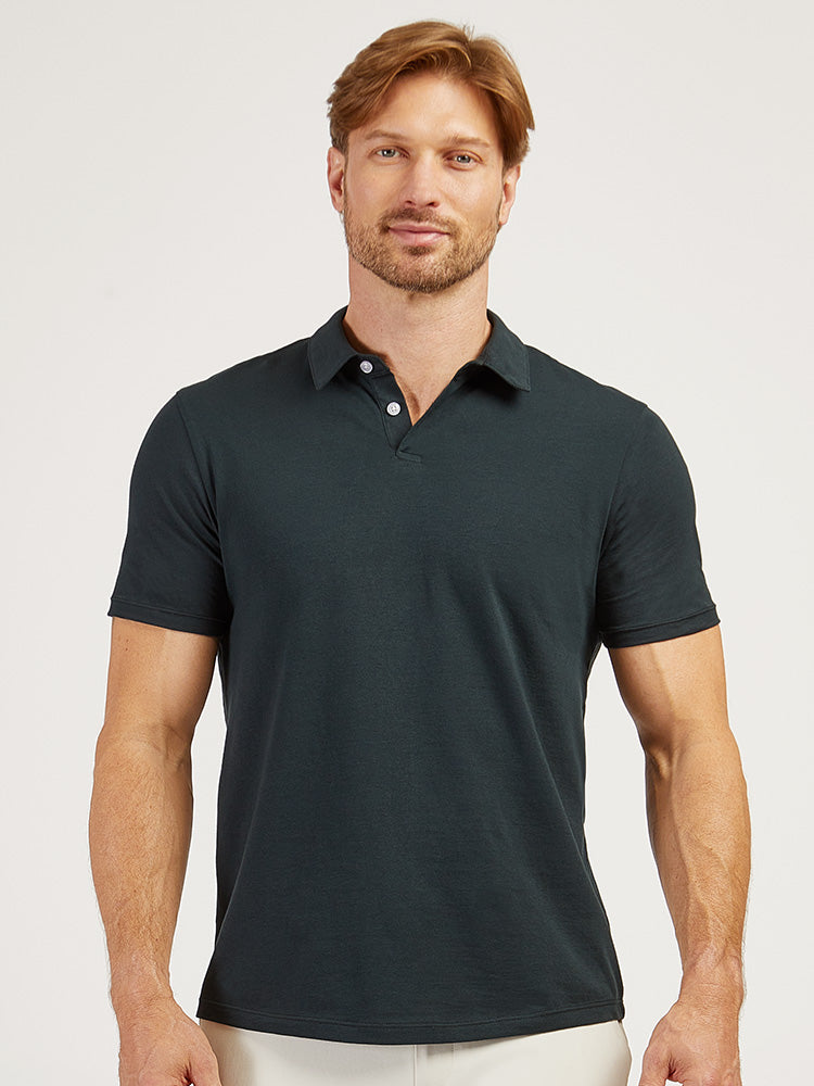 Men wearing Pine Jersey Sueded Polo