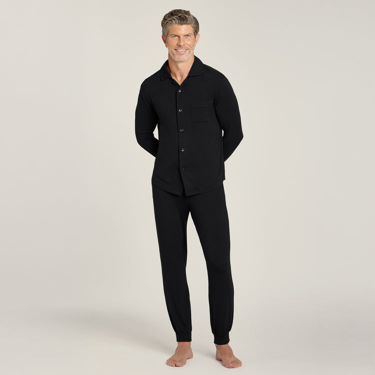 Men wearing Black Pajama Shirt