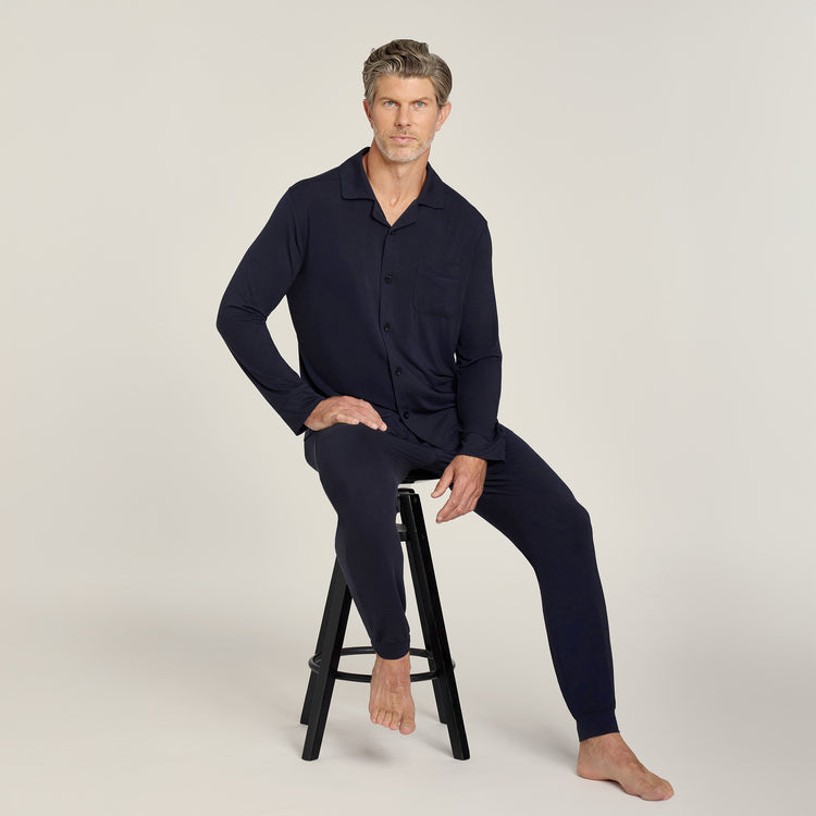 Men wearing Navy Pajama Shirt