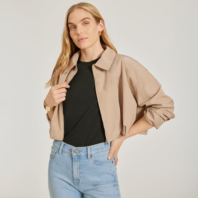 Women wearing Black Relaxed Crew Marcy Tee