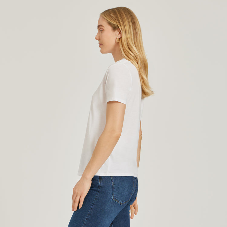 Women wearing White Relaxed Crew Marcy Tee