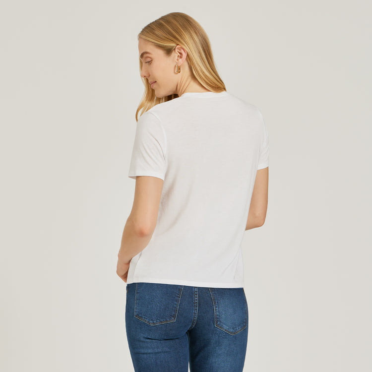 Women wearing White Relaxed Crew Marcy Tee