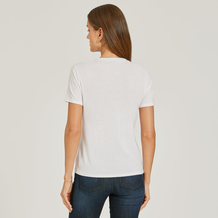 Women wearing White Relaxed V-Neck Marcy Tee