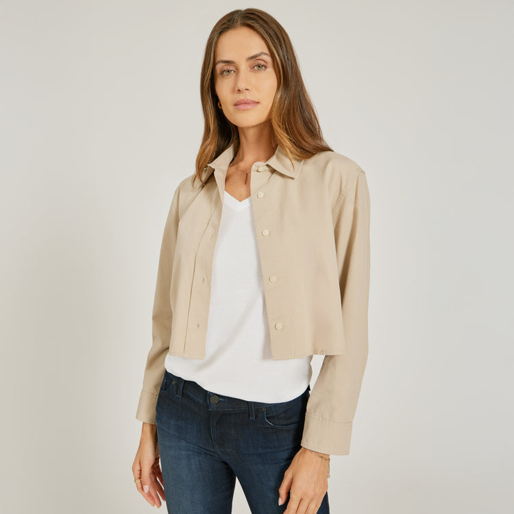 Women wearing White Relaxed V-Neck Marcy Tee