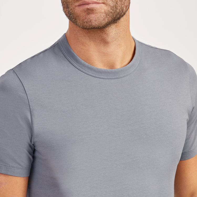 Men wearing Gris bleu Classic Crew Driggs Tee