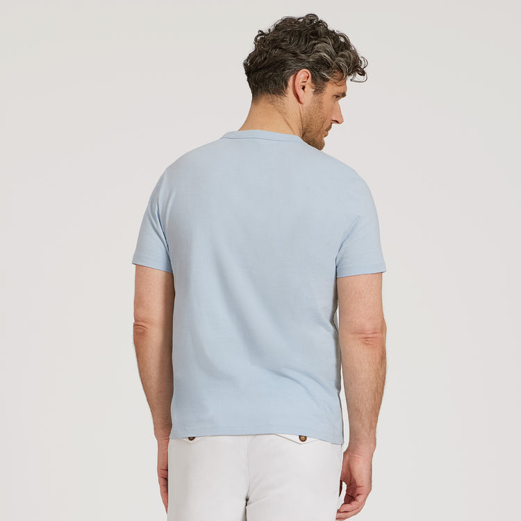 Men wearing Ice Blue Classic Crew Driggs Tee