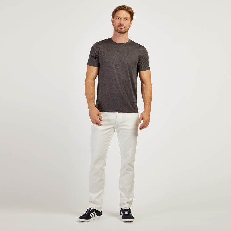 Men wearing Charcoal Heather Tech Tee