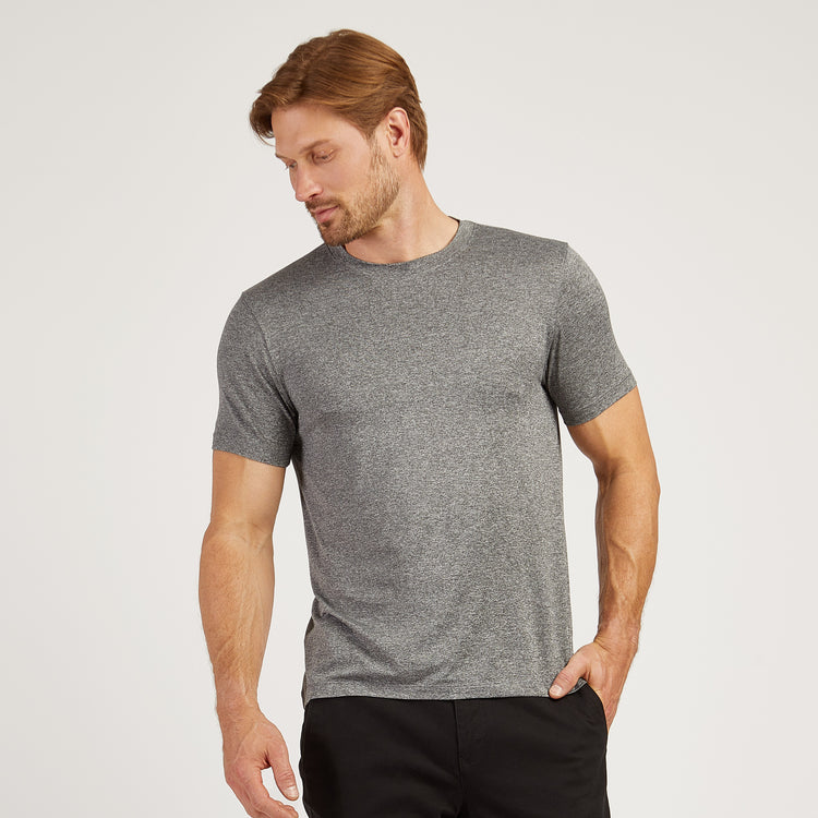 Men wearing Heather Gray Tech Tee