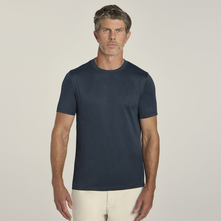 Men wearing Teal Heather Tech Tee