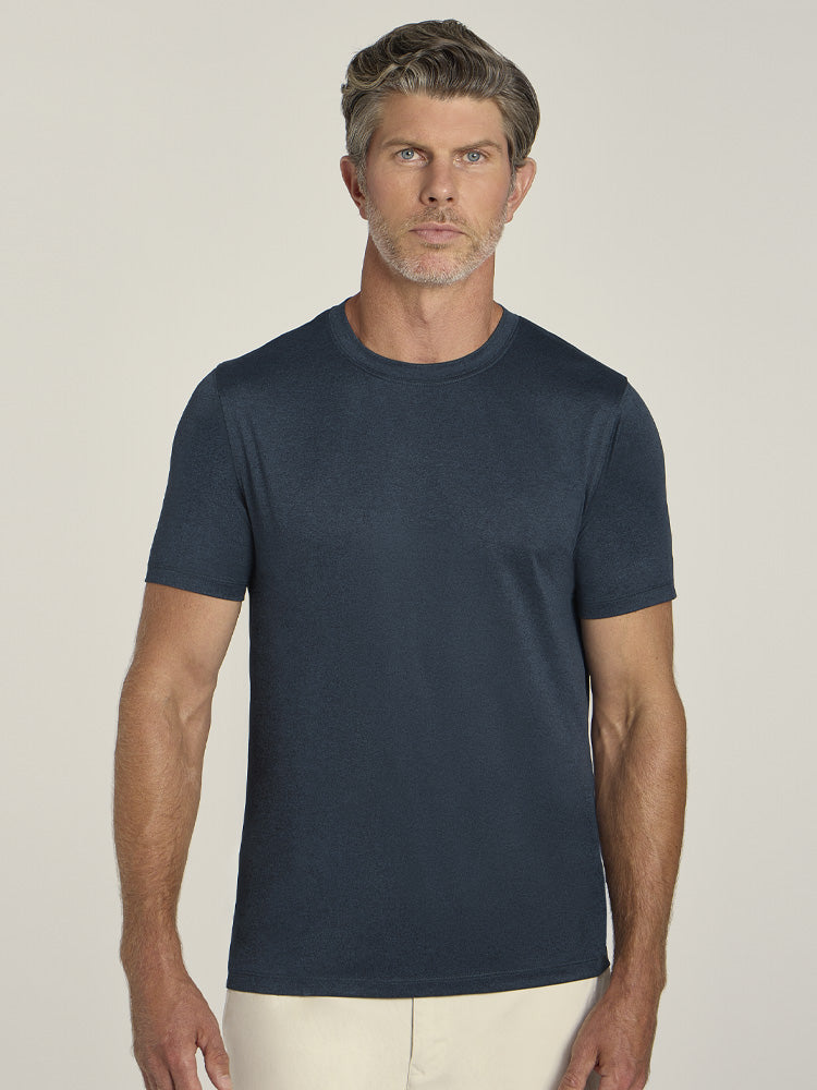 Men wearing Teal Heather Tech Tee
