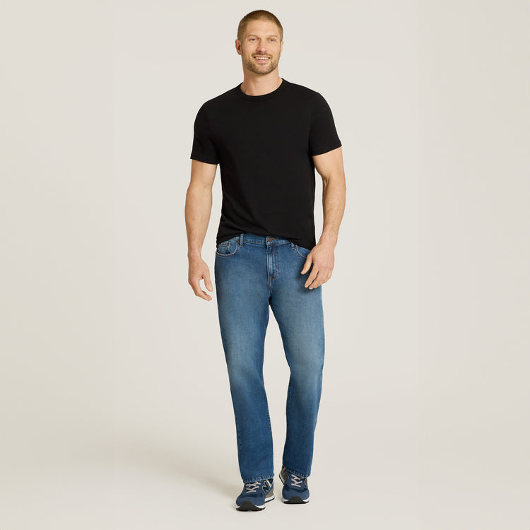 Men wearing Light/Medium Blue Straight Ridge Jeans