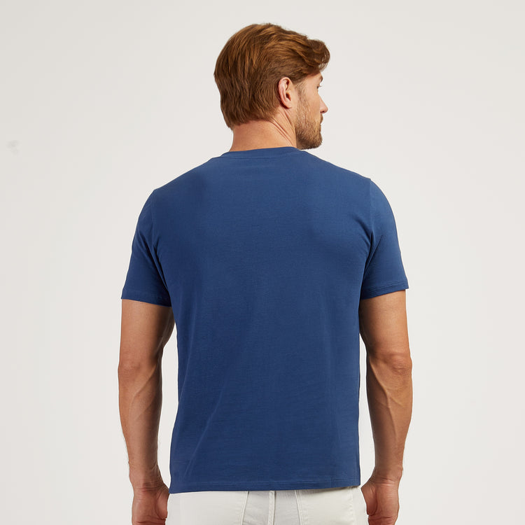 Men wearing Baltic Blue Classic V-Neck Driggs Tee