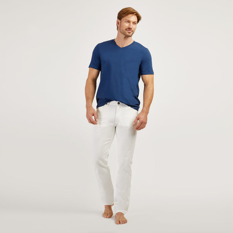 Men wearing Baltic Blue Classic V-Neck Driggs Tee