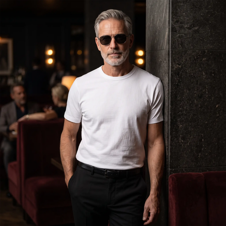 Men wearing Blanco Classic Crew Driggs Tee