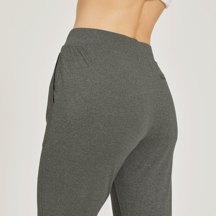 WomenMen wearing Charcoal Heather Cropped Performance Jogger