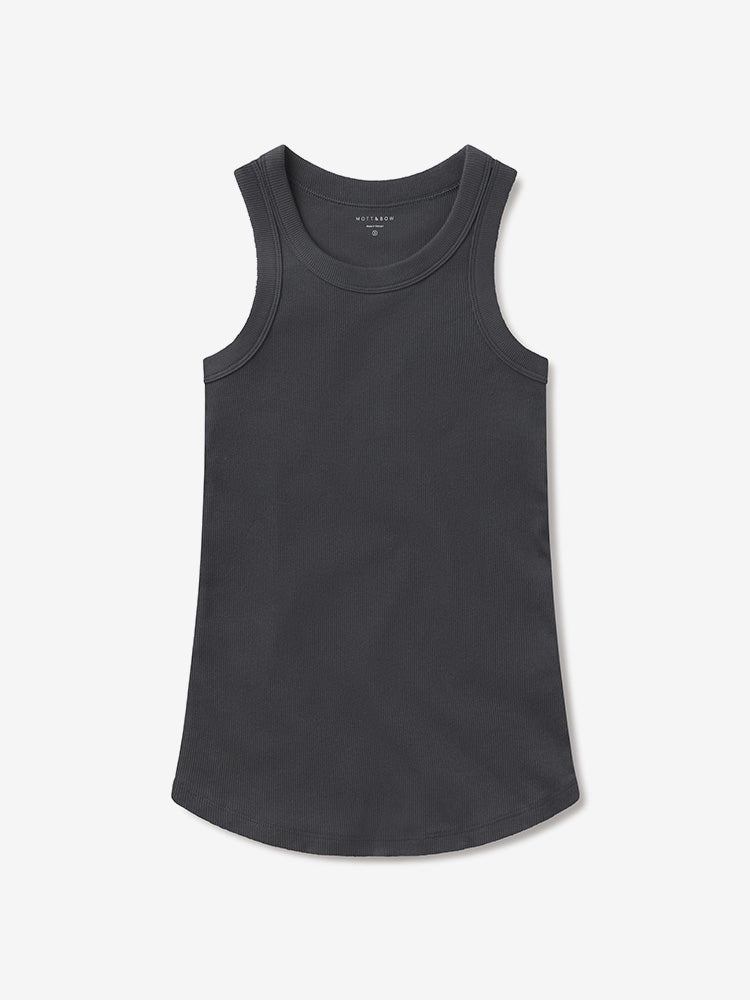 Women wearing Dark Gray Rib Tank