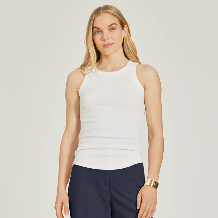 Women wearing Blanco Rib Tank