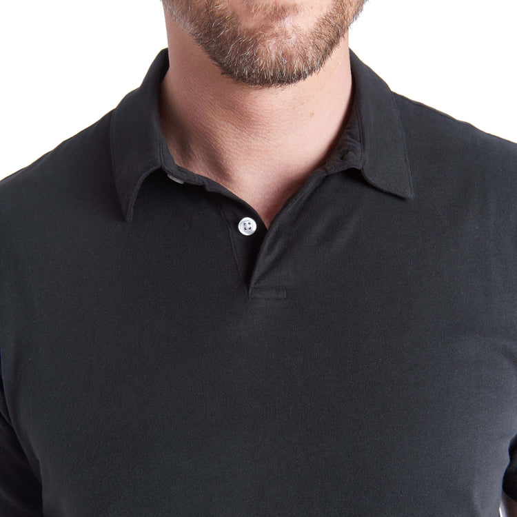 Men wearing Noir Jersey Sueded Polo