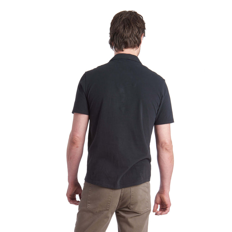 Men wearing Noir Jersey Sueded Polo