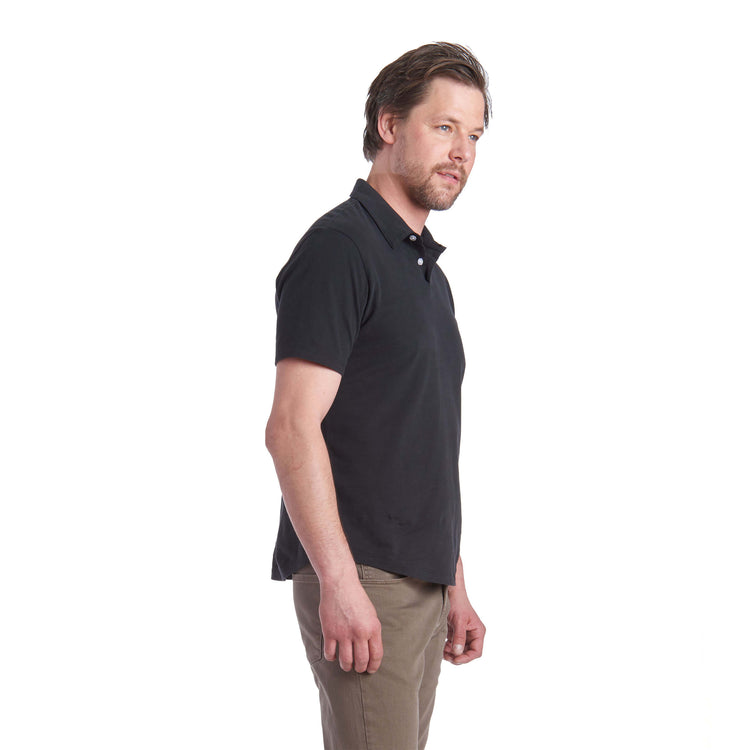Men wearing Noir Jersey Sueded Polo
